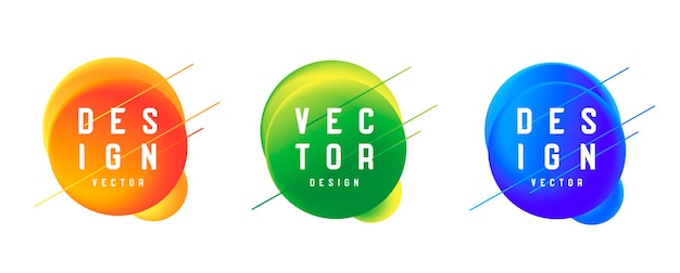 Conjunto de elementos de diseño gráfico moderno círculos 3d en tres colores con mentiras diagonales formando dinámicas
