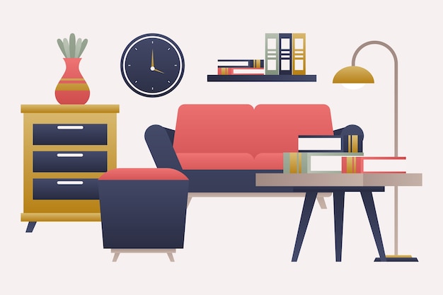 Conjunto de elementos de diseño de interiores