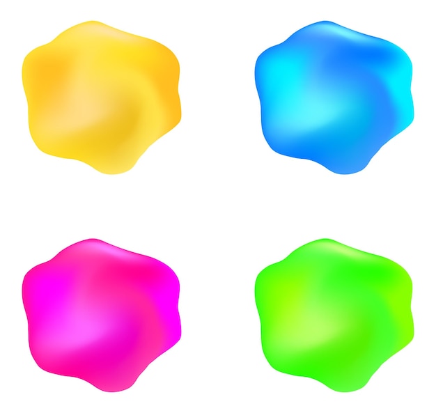 Conjunto de elementos de diseño líquido de gelatina sin forma de color brillante abstracto