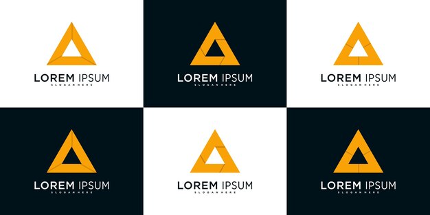 Conjunto de elementos de diseño del logotipo de la empresa triángulo abstracto Vector Premium