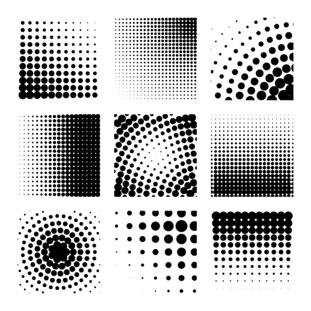 Conjunto de elementos de diseño de medio tono abstractos