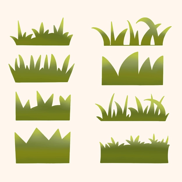 conjunto de elementos de diseño de la naturaleza fragmento de hierba verde y arbustos ilustración vectorial