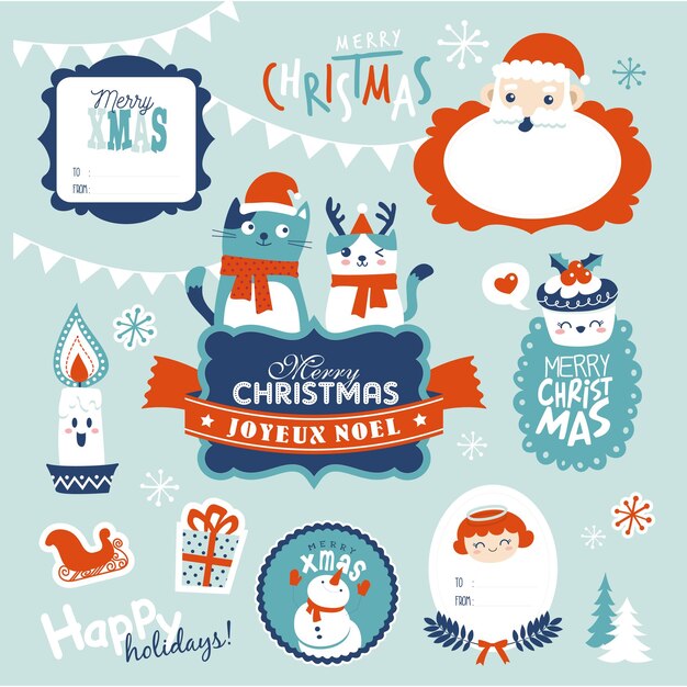 Conjunto de elementos de diseño navideño