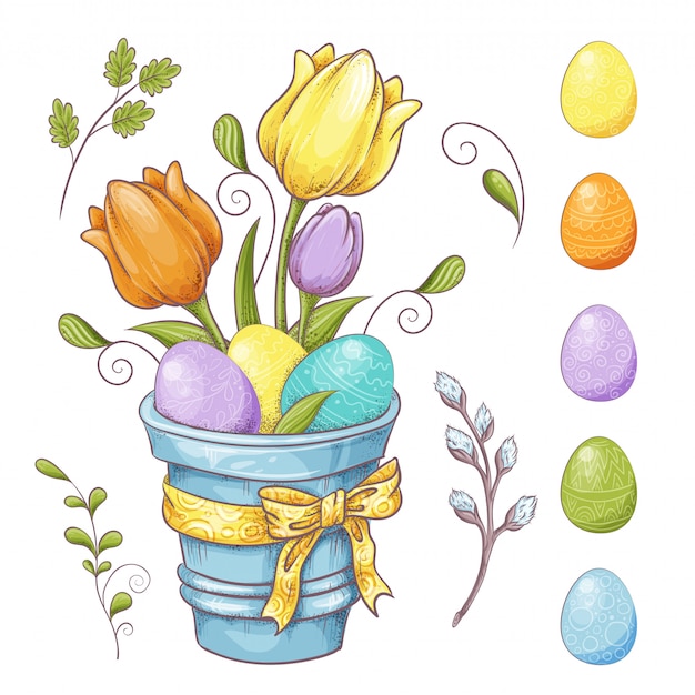 Conjunto de elementos de diseño de Pascua.