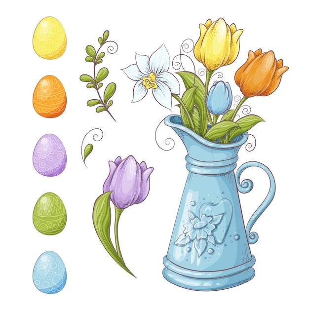 Conjunto de elementos de diseño de Pascua.