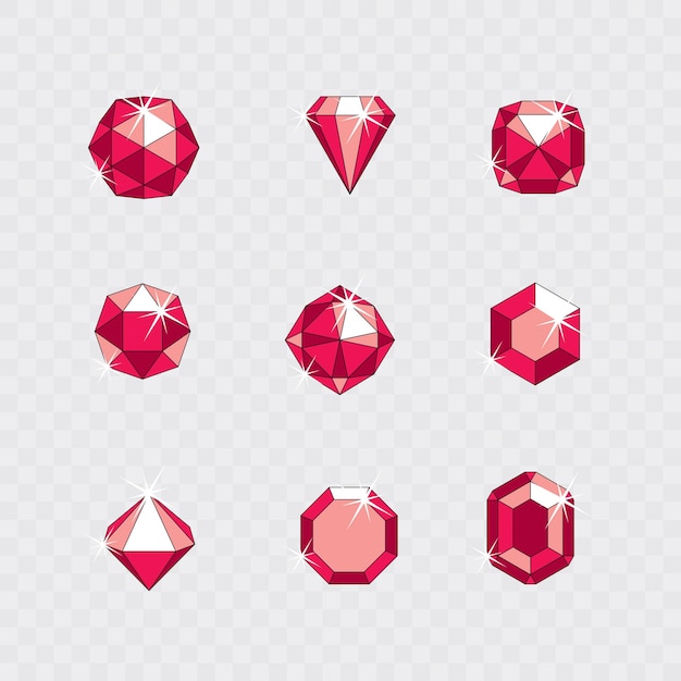 Vector conjunto de elementos de diseño de piedras preciosas brillantes vectoriales. símbolo abstracto de identidad empresarial