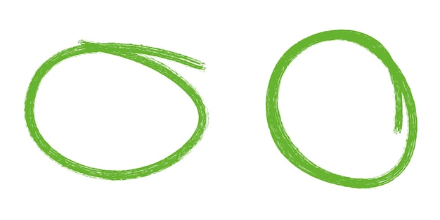 Conjunto de elementos de diseño de resaltador de círculo verde dibujado a mano de forma redonda grunge