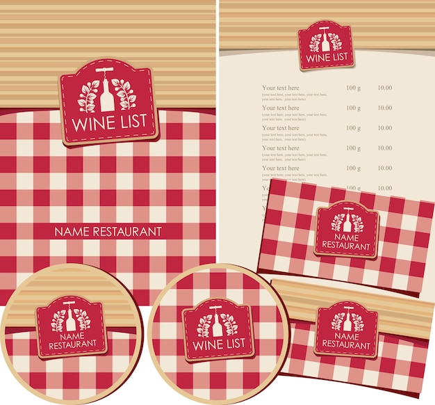 Vector conjunto de elementos de diseño para restaurante de vinos