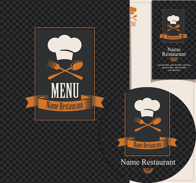Conjunto de elementos de diseño para restaurante.