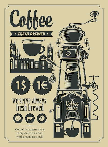 Vector conjunto de elementos de diseño sobre el tema del café