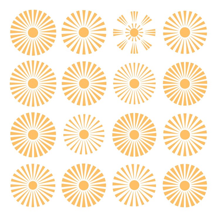 Conjunto de elementos de diseño de sunburst