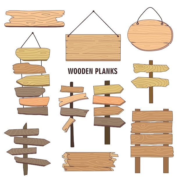 conjunto de elementos de diseño de tabla de madera