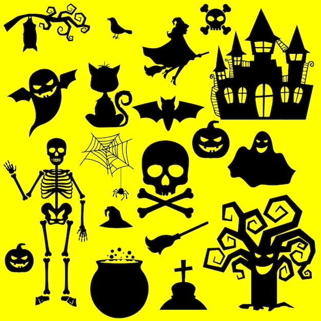 Conjunto de elementos de diseño vectorial de feliz halloween aislado en un fondo blanco