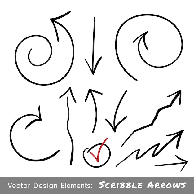 Conjunto de elementos de diseño vectorial de flechas dibujadas a mano