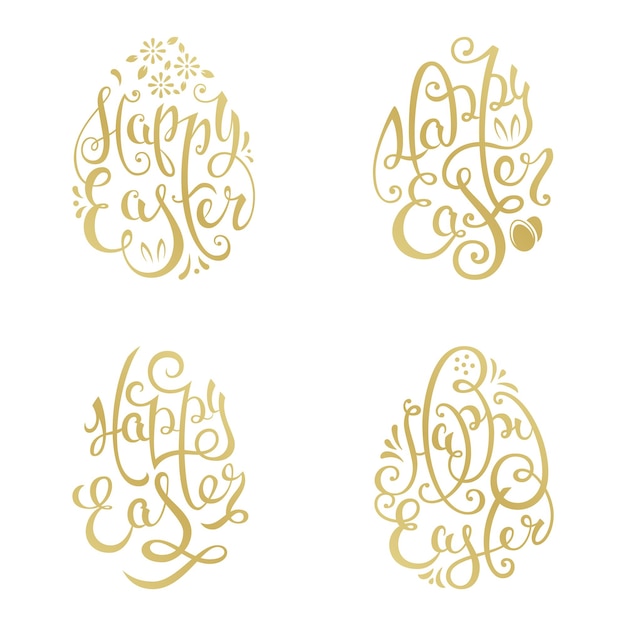 Conjunto de elementos de diseño vectorial de letras escritas a mano de pascua