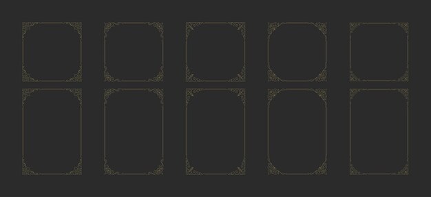Conjunto de elementos de diseño vectorial de marcos ornamentales vintage decorativos
