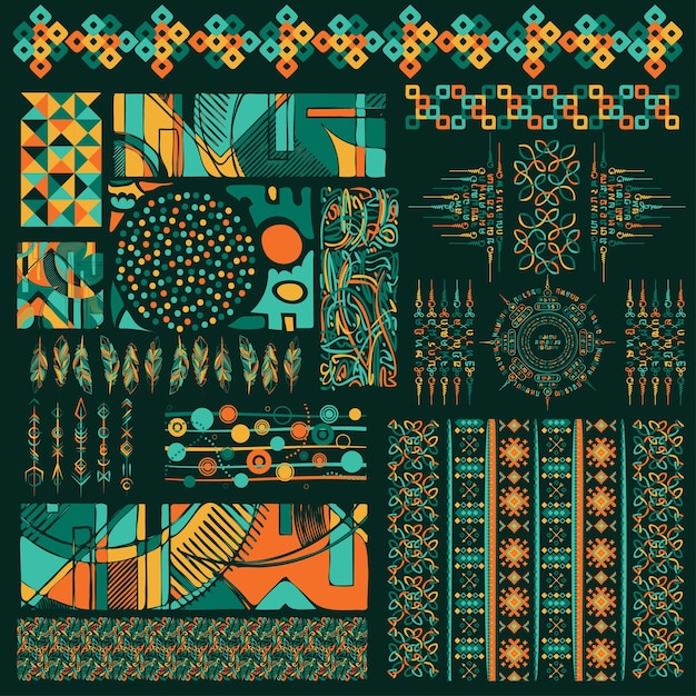 Conjunto de elementos de diseño verde abstracto