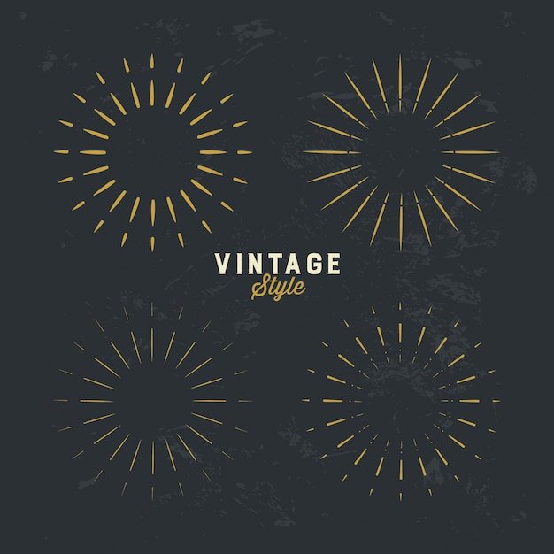 Vector conjunto de elementos de diseño vintage oro sunburst