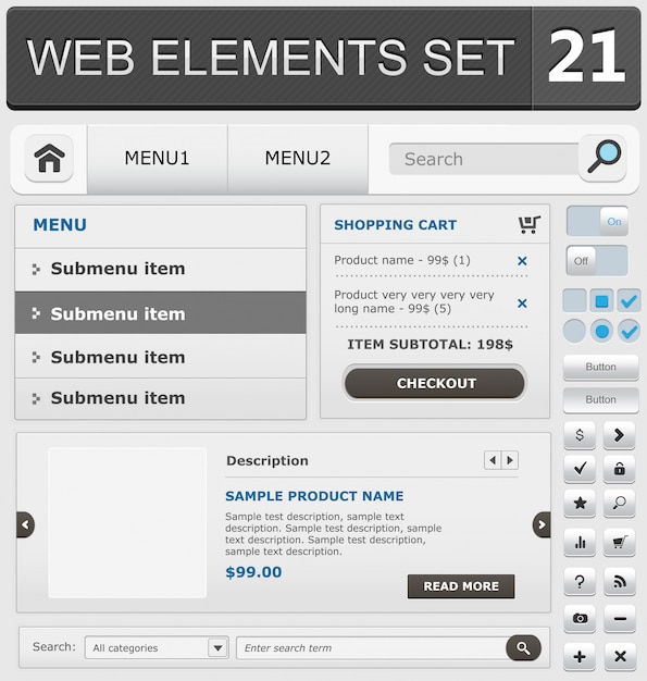 Vector conjunto de elementos de diseño web