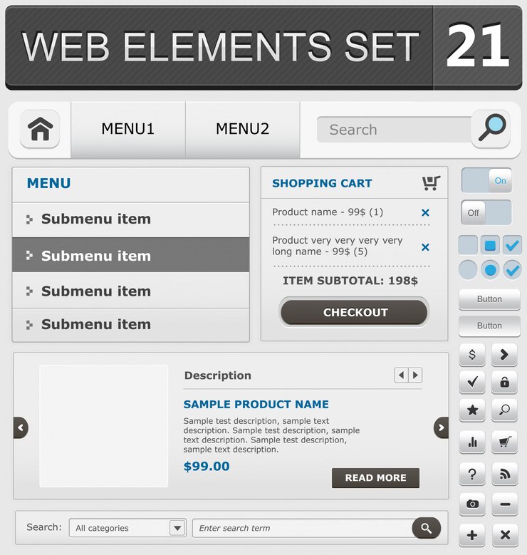 Vector conjunto de elementos de diseño web