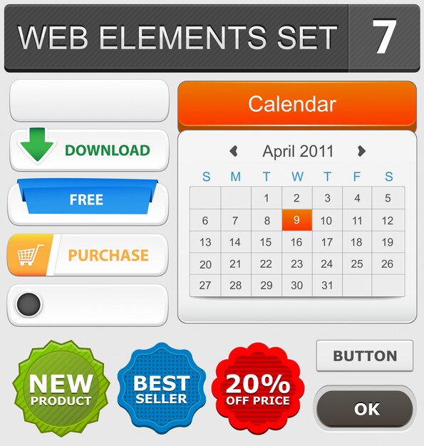 Conjunto de elementos de diseño web