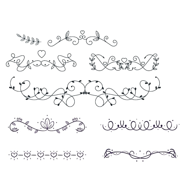 Conjunto de elementos divisores decorativos Colección floral de borde Vector