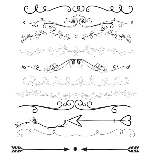 Conjunto de elementos divisores decorativos Colección floral de borde Vector
