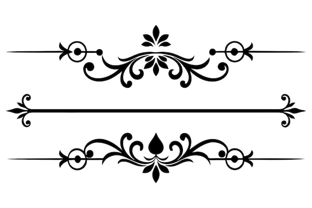 conjunto de elementos divisores decorativos ilustración en blanco y negro