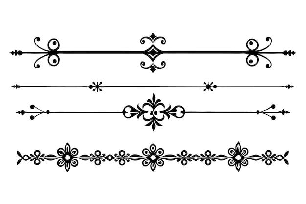 conjunto de elementos divisores decorativos ilustración en blanco y negro