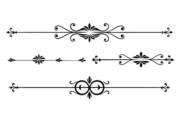conjunto de elementos divisores decorativos ilustración en blanco y negro