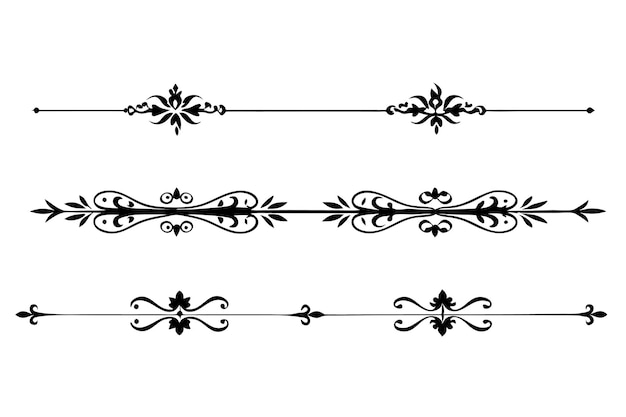 conjunto de elementos divisores decorativos ilustración en blanco y negro