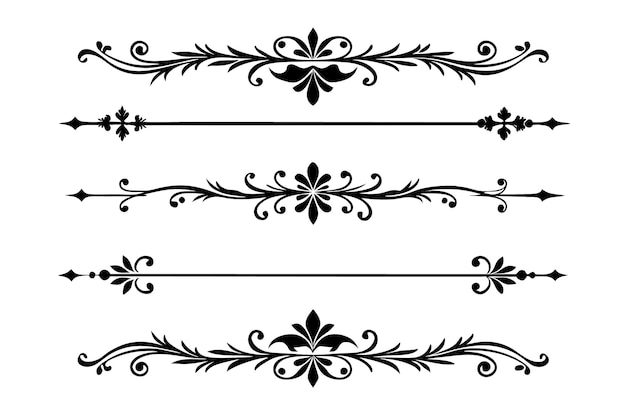 conjunto de elementos divisores decorativos ilustración en blanco y negro