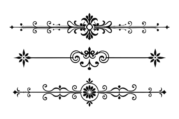conjunto de elementos divisores decorativos ilustración en blanco y negro