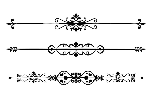 conjunto de elementos divisores decorativos ilustración en blanco y negro