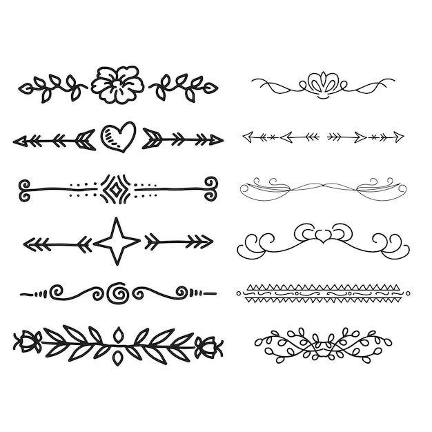 Conjunto de elementos divisorios decorativos Colección de bordes Vector