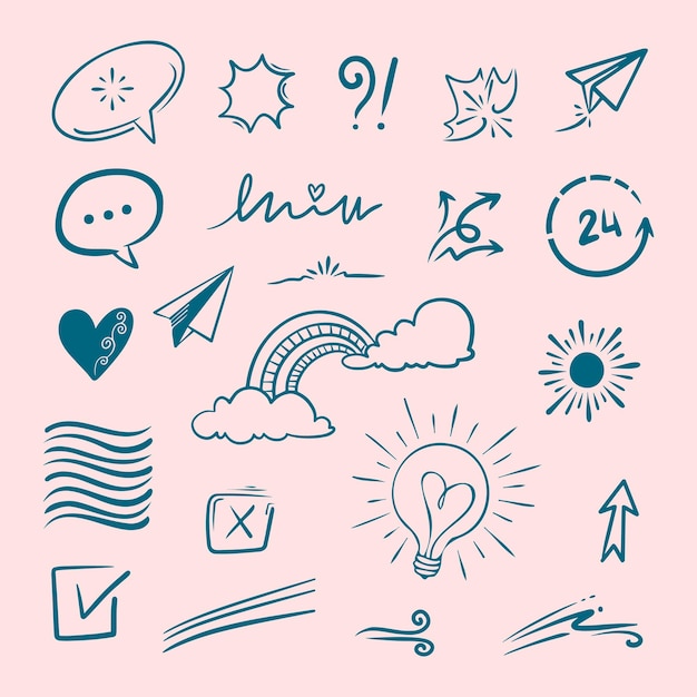 Conjunto de elementos de Doodle para el diseño conceptual