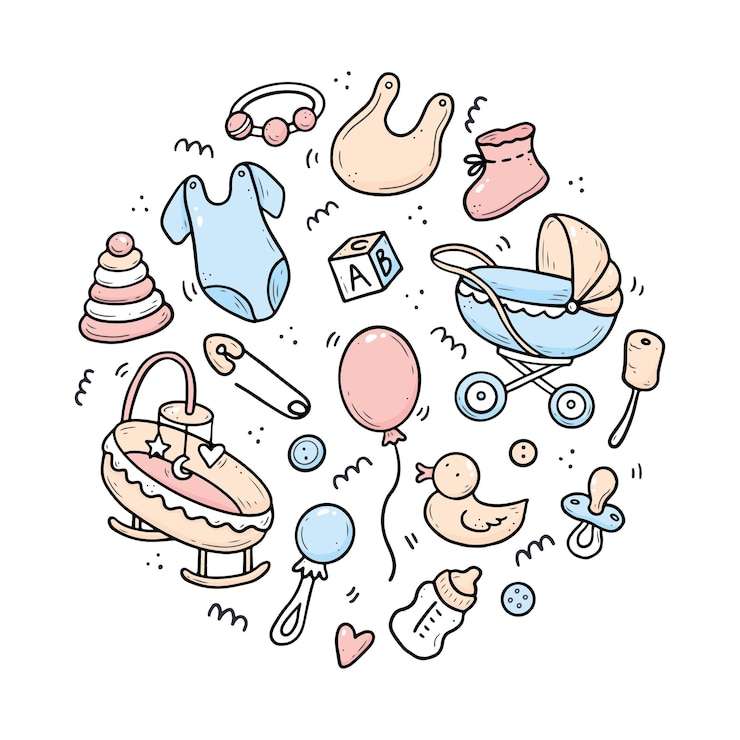 Vector conjunto de elementos de ducha dibujados a mano