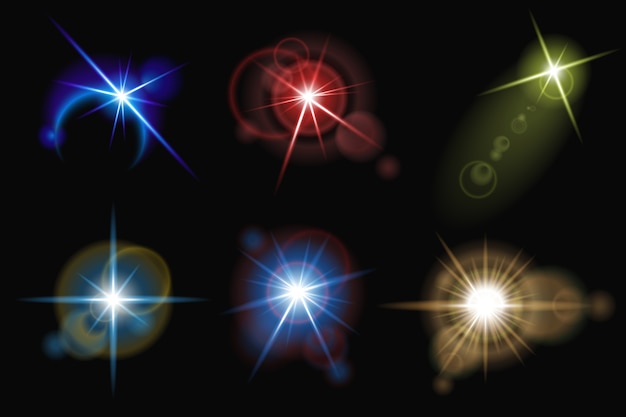 Conjunto de elementos de efecto de luz realistas