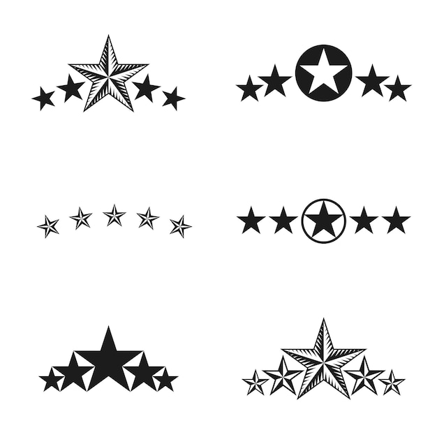 Vector conjunto de elementos de emblemas antiguos de estrellas. colección de elementos de diseño vectorial heráldico. etiqueta de estilo retro, logotipo heráldico.