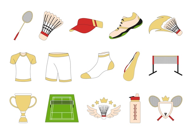 Conjunto de elementos para el equipo deportivo de bádminton