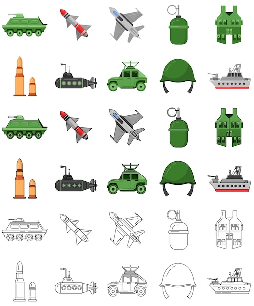Conjunto de elementos de equipo militar