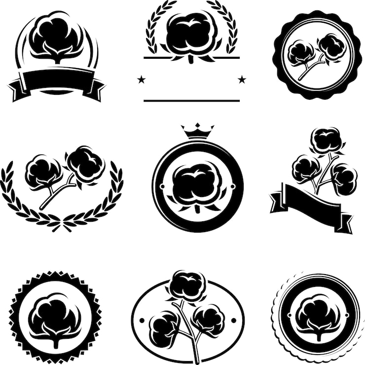 Vector conjunto de elementos y etiquetas de algodón vector