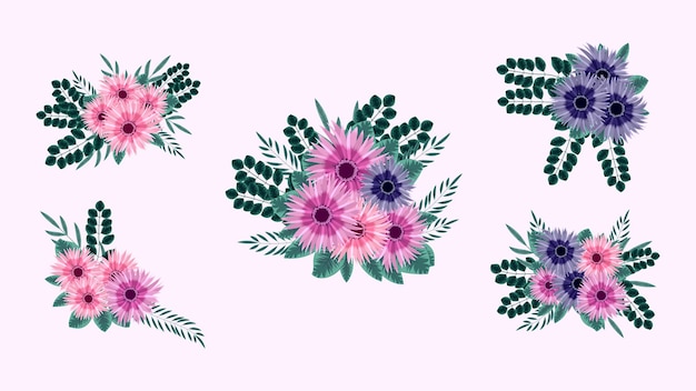 Conjunto de elementos florales aislados ilustración vectorial de elementos de diseño de vides de flores