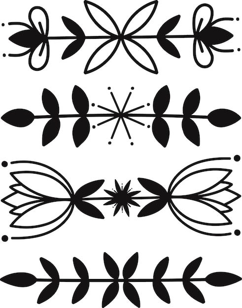 Vector conjunto de elementos florales un conjunto de elementos negros escandinavos.