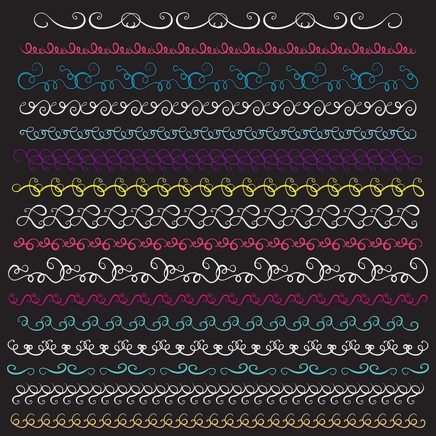 Conjunto de elementos de fronteras vintage. Ilustración vectorial
