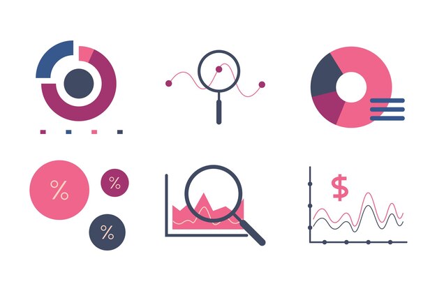 Conjunto de elementos gráficos estadísticos empresariales