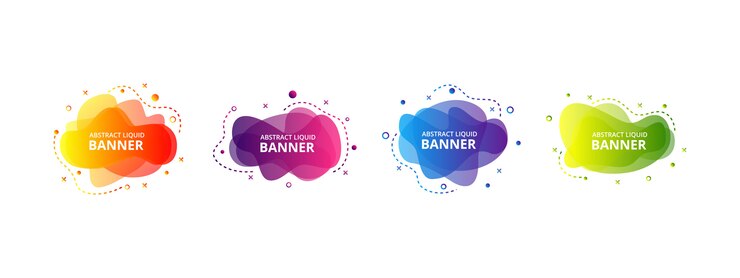Vector conjunto de elementos gráficos líquidos modernos abstractos. formas dinámicas de color y línea. banners abstractos degradados con formas líquidas que fluyen.