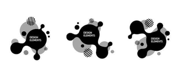 Conjunto de elementos gráficos modernos abstractos en Vector negro