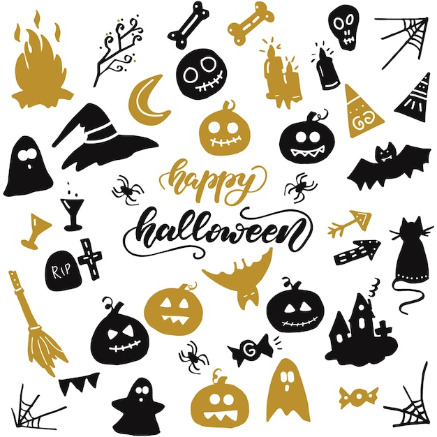 Conjunto de elementos de halloween. ilustración vectorial