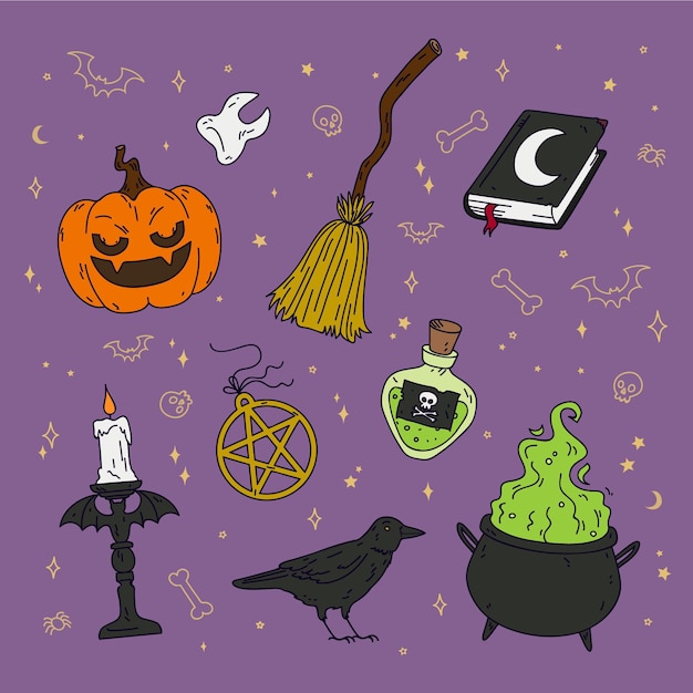 Conjunto de elementos de halloween